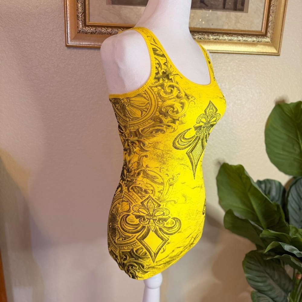Vintage Y2K Deadstock Grunge Bedazzled Fleur de Lis Tank Top - Picture 5 of 8